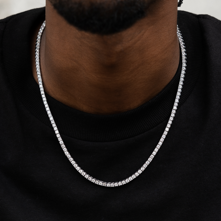 Diamond Tennis Chain in White Gold- 4mm - KappGodz Apparel