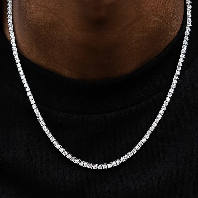 Diamond Tennis Chain in White Gold- 4mm - KappGodz Apparel