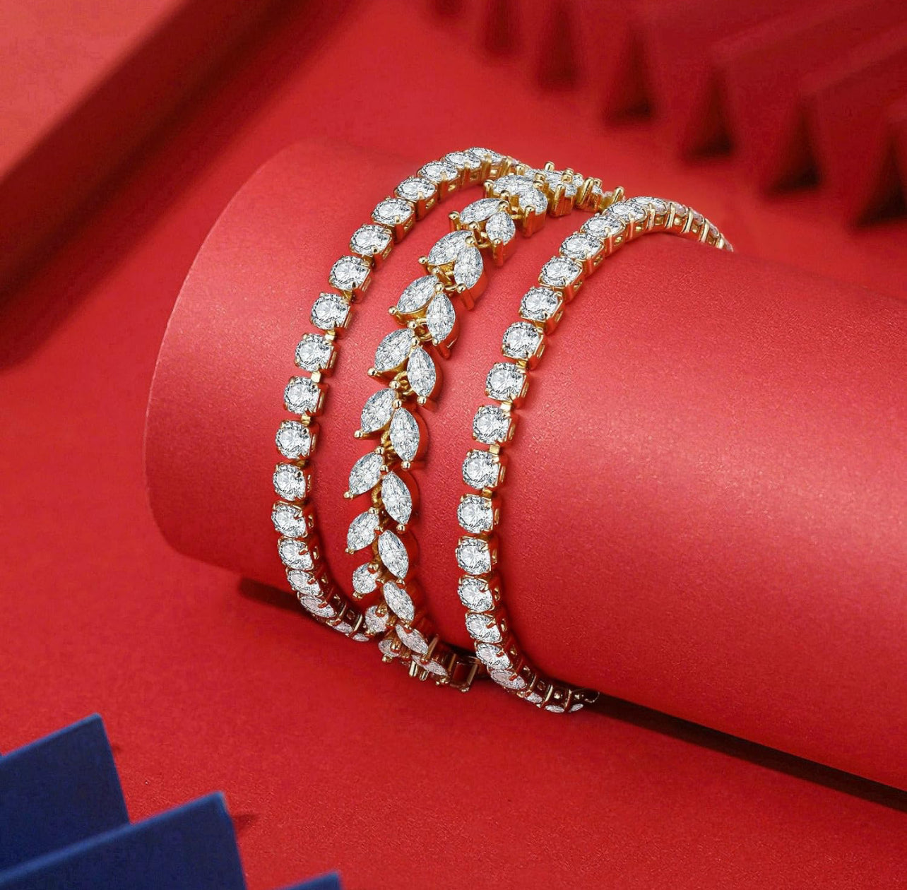3 Pcs Tennis Bracelet Set- Gold - KappGodz Apparel