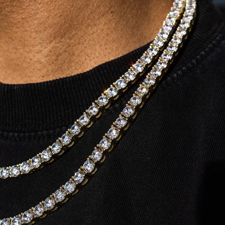 Diamond Tennis Chain in Yellow Gold- 4mm - KappGodz Apparel