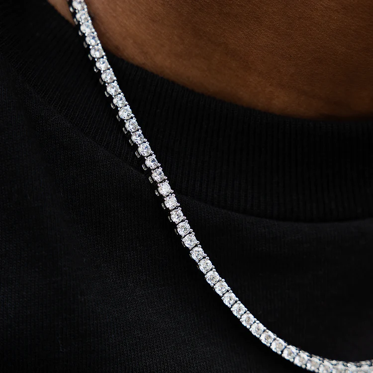 Diamond Tennis Chain in White Gold- 4mm - KappGodz Apparel