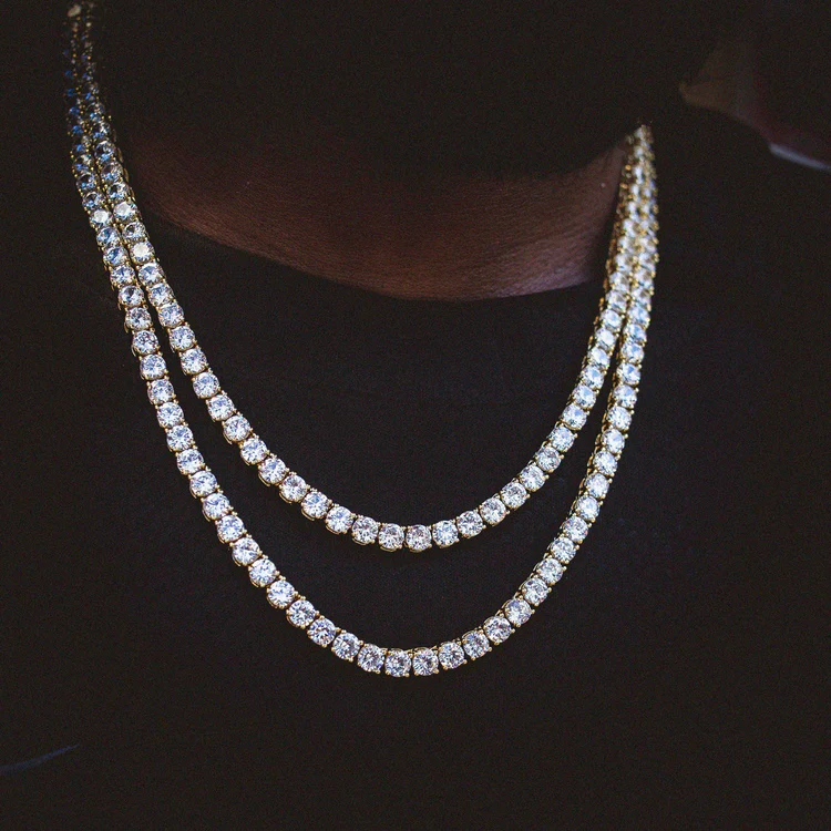 Diamond Tennis Chain in Yellow Gold- 4mm - KappGodz Apparel